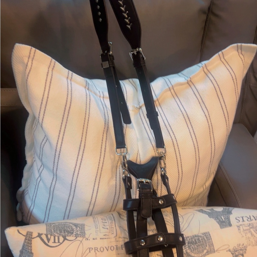 Edgy Black Leather Harness with Silver Hardware
